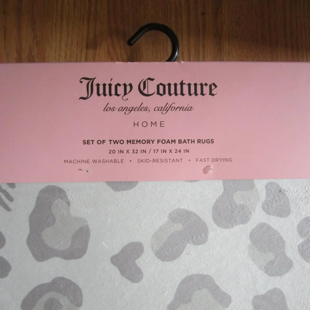 Juicy Couture Set of 2 Memory Foam Bath Rugs Cheetah Animal Print